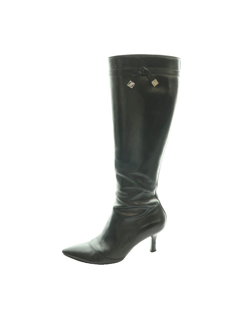 Louis Vuitton Long Boots Heels Leather 35.5 Black Ss